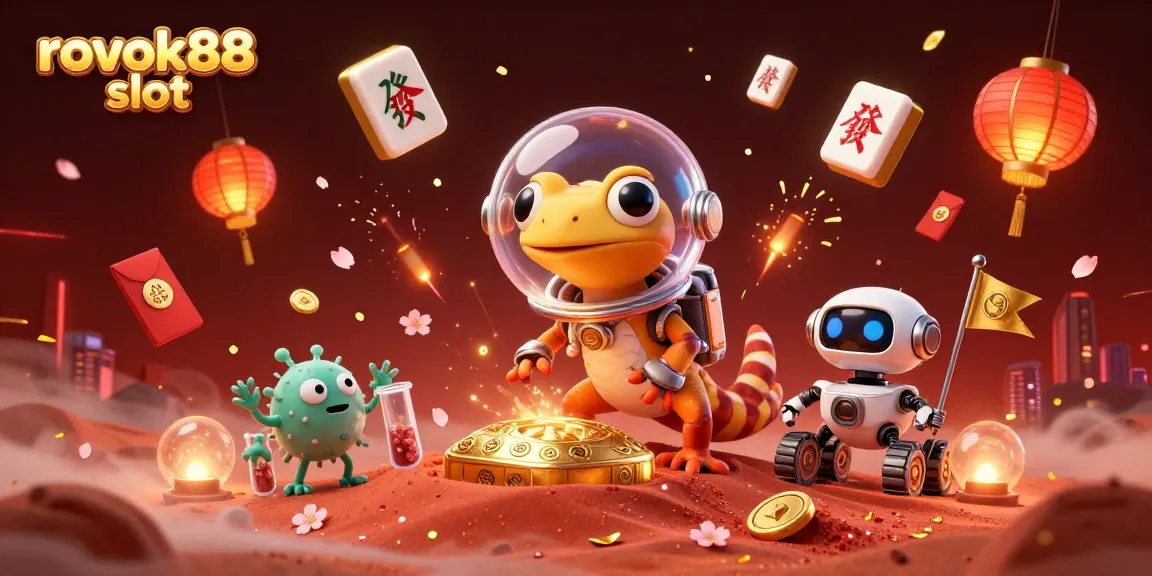 Engage with rokok88 slot as a Martian gecko explores a golden casino on Mars.