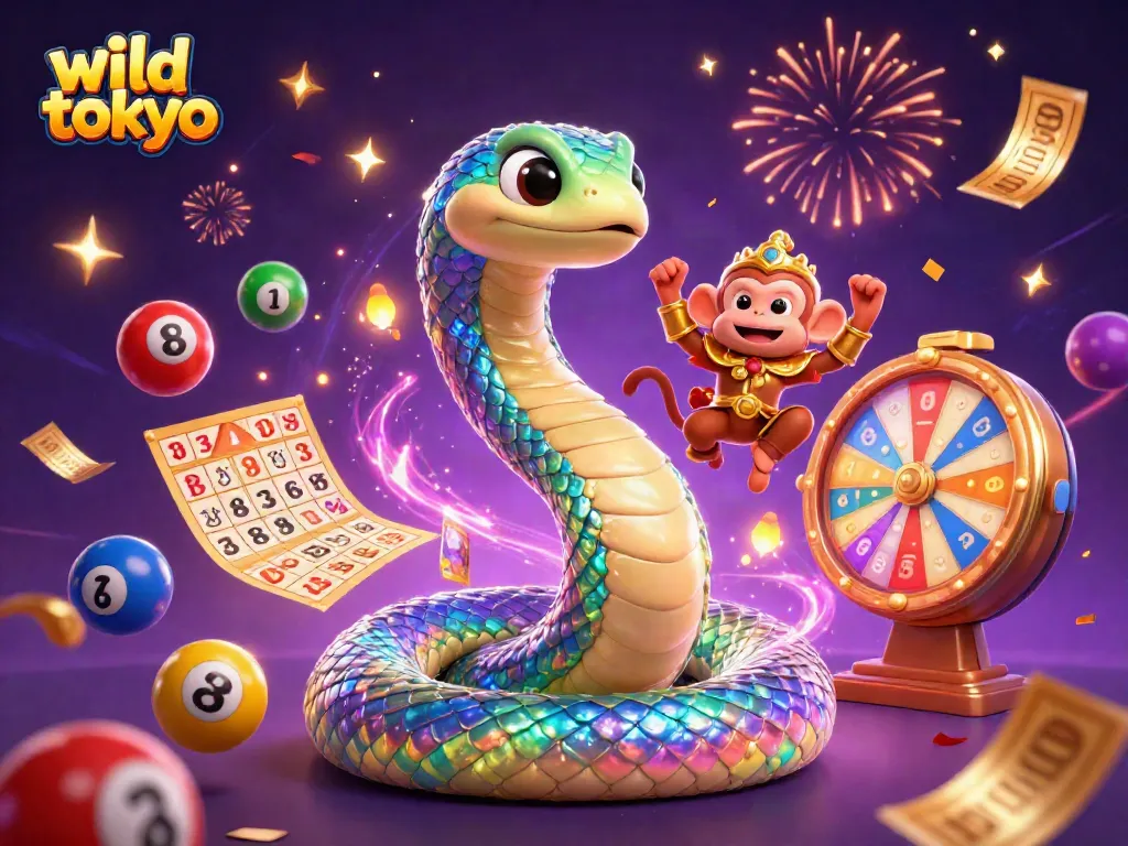 Experience thrilling gaming action at Wild Tokyo, showcasing vibrant colors and dynamic lottery elements.