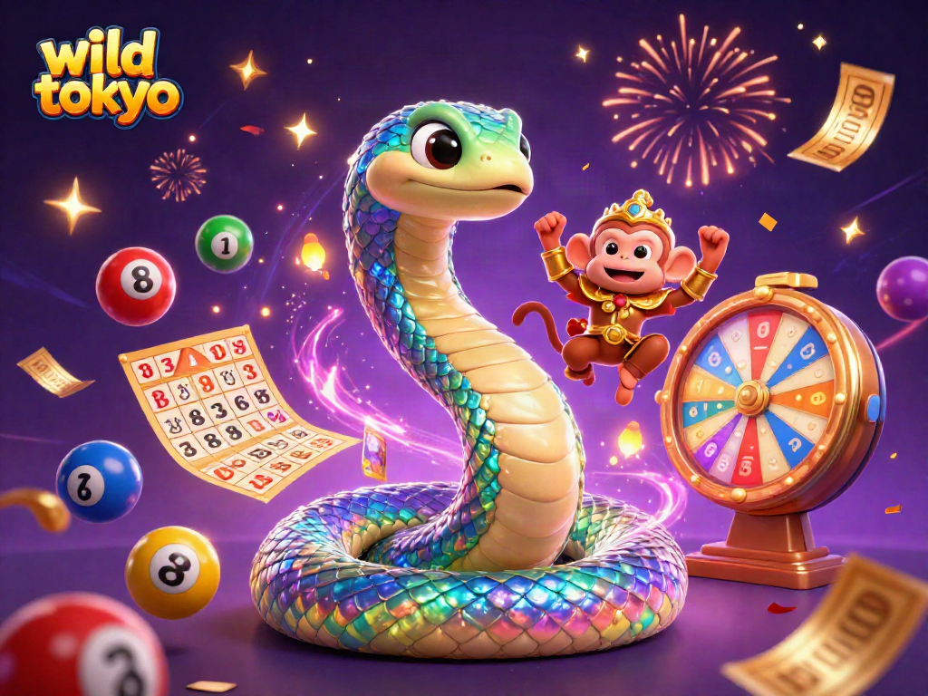 Experience thrilling gaming action at Wild Tokyo, showcasing vibrant colors and dynamic lottery elements.