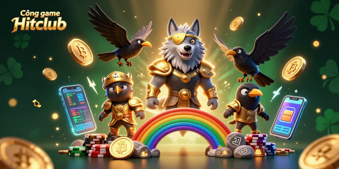 Cổng game Hitclub offers thrilling casino experiences with 3D characters amid vibrant gaming elements.