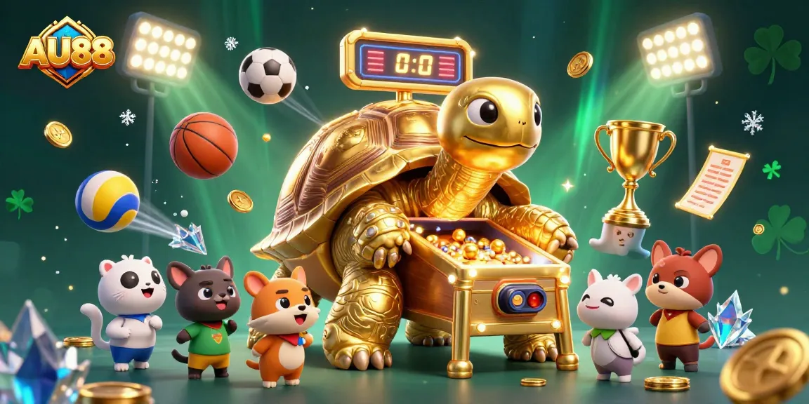 Experience fun at AU88's casino with a lively tortoise and exciting games.