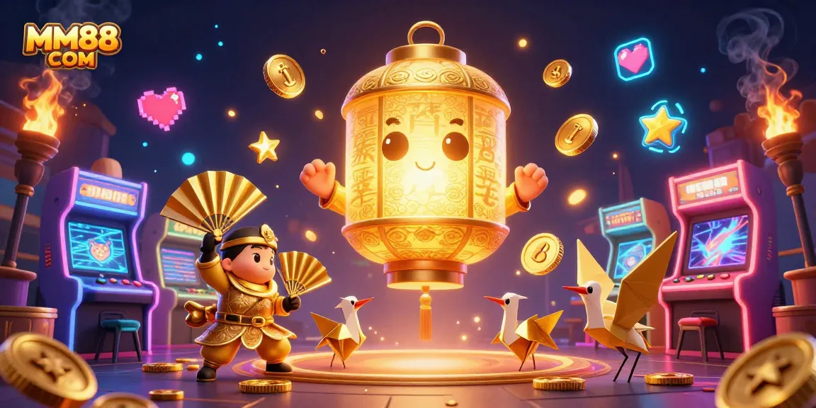 Experience the excitement of MM88 COM through a vibrant 3D casino-themed illustration showcasing rich gaming elements.