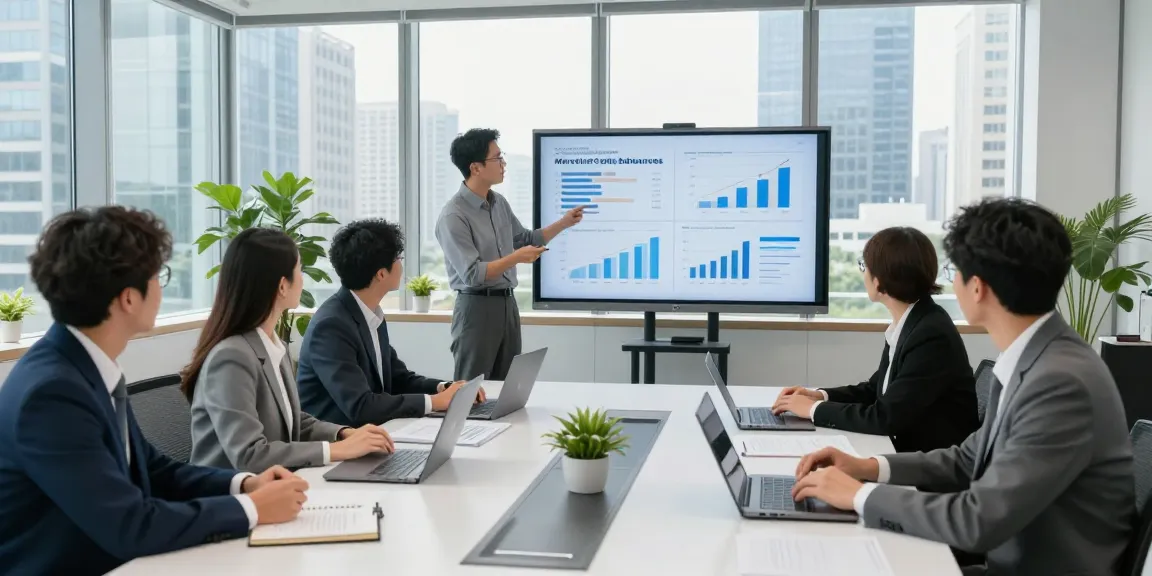 Business professionals discussing solutions from merchant cash advance companies in a modern office.