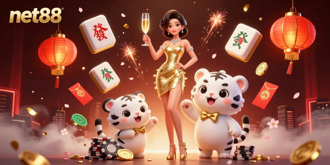 Experience excitement and winnings at net88 with vibrant casino elements and lucky charm ambiance.