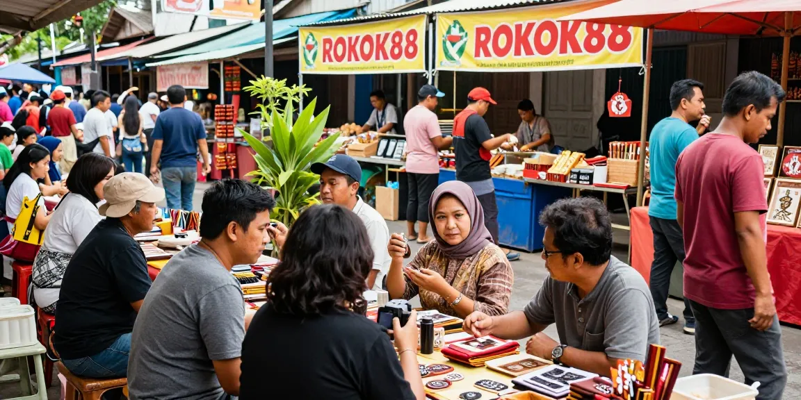rokok88 local market scene depicting vibrant commerce and community connections.