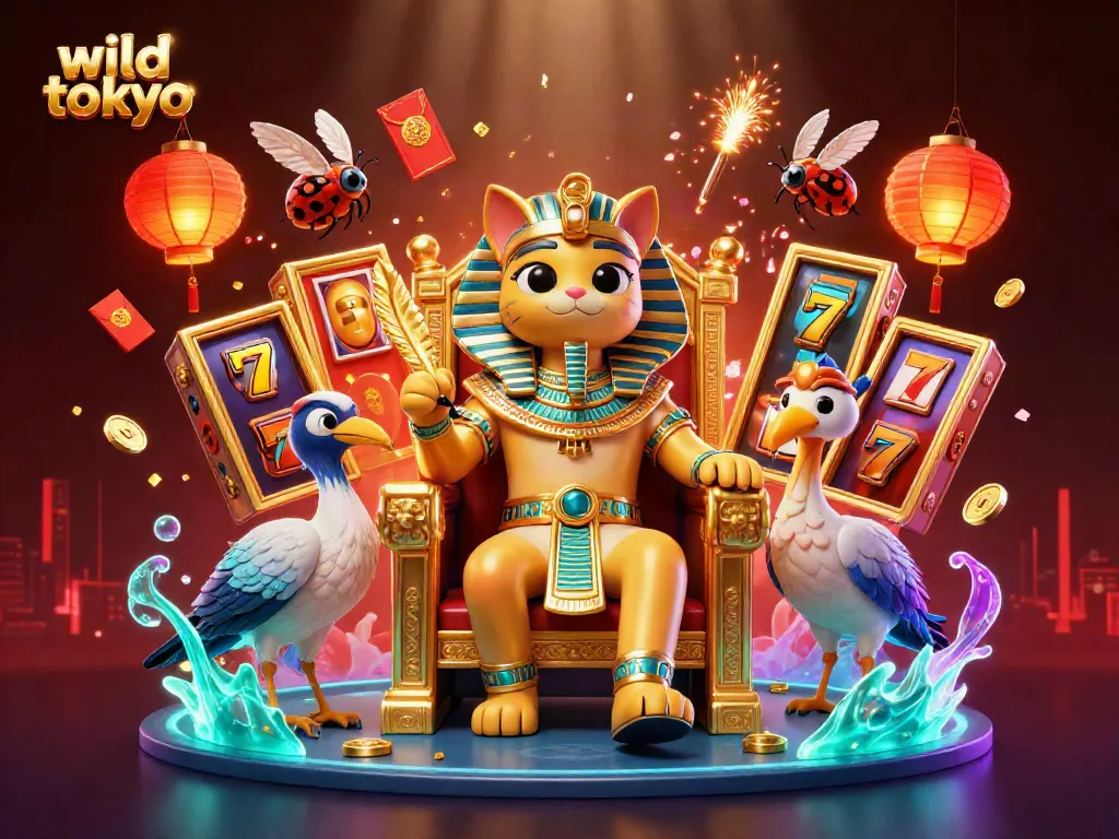 Engage in the vibrant world of wild tokyo with 3D characters immersed in casino games and dynamic elements.