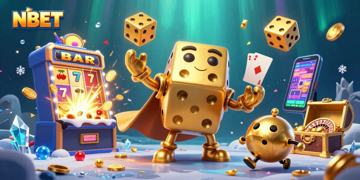 Experience thrilling gaming action with NBET, showcasing vibrant 3D casino elements and dynamic characters.