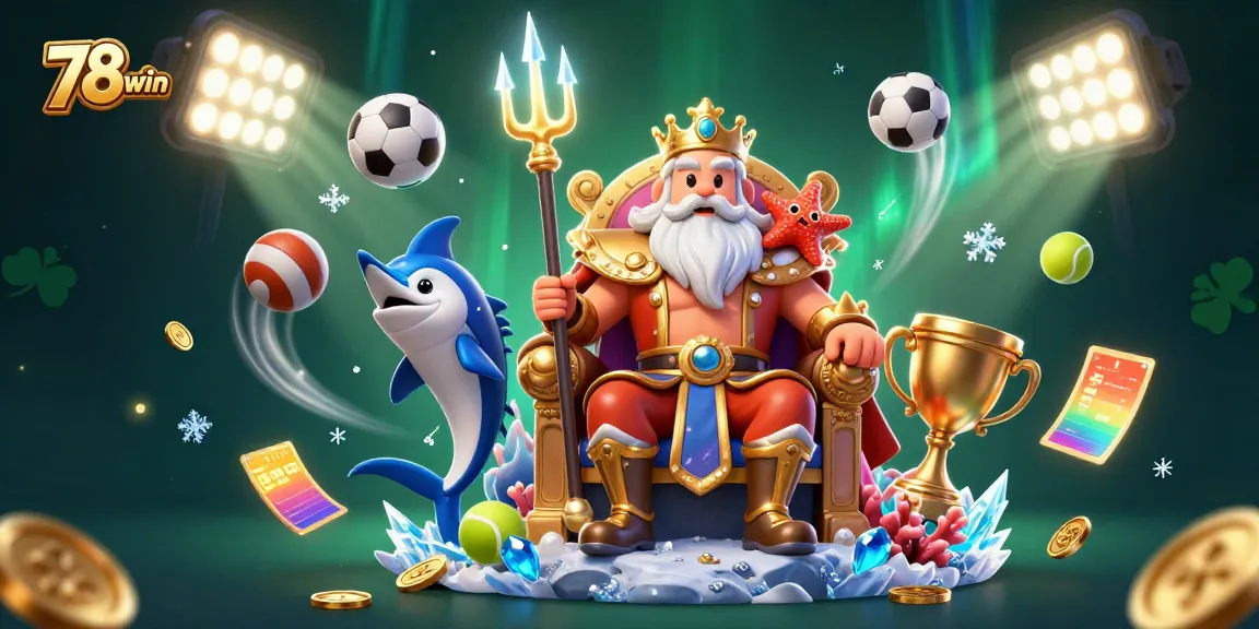 Experience thrilling gaming action at 78win with Neptune and sports elements in vibrant detail.