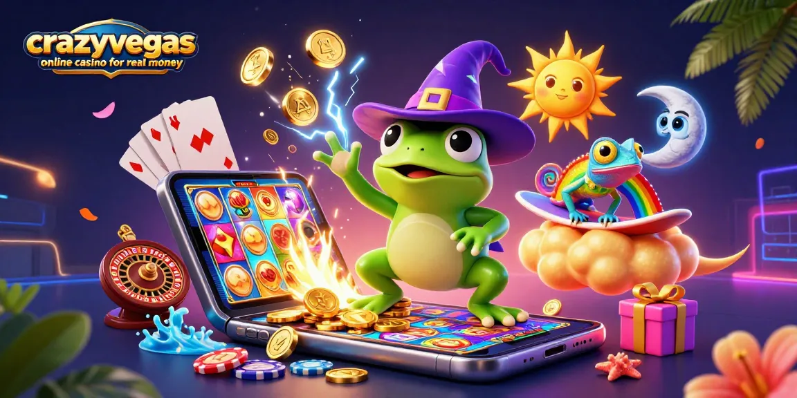 A colorful display showing gameplay from crazyvegas online casino for real money with vibrant characters and gaming elements.