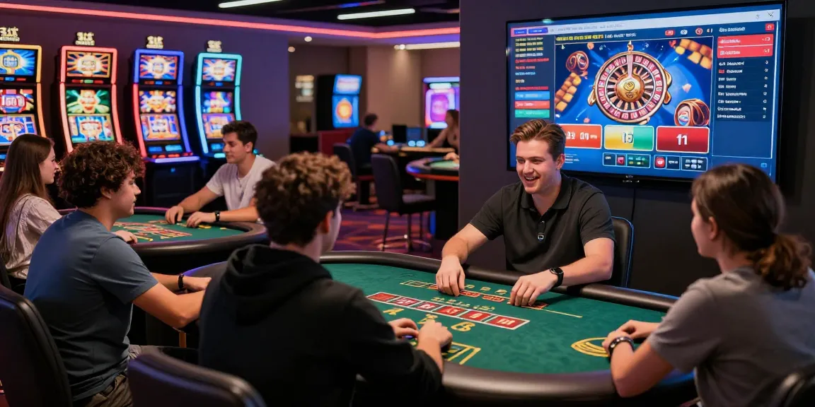 Scena coinvolgente di casinò non AAMS affidabili che mostra giocatori che si divertono con giochi dal vivo in un ambiente di casinò online vibrante, ricco di emozione e sicurezza.