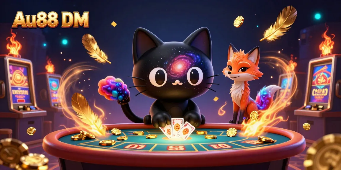 Engage in thrilling gaming with Au88 DM's dynamic cosmic casino scene showcasing vibrant characters.