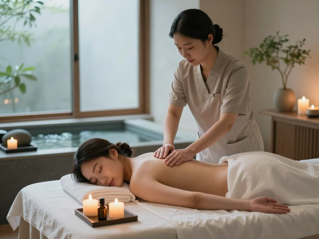 Experience a relaxing 오산출장마사지 in a tranquil spa environment with soothing candles and essential oils.