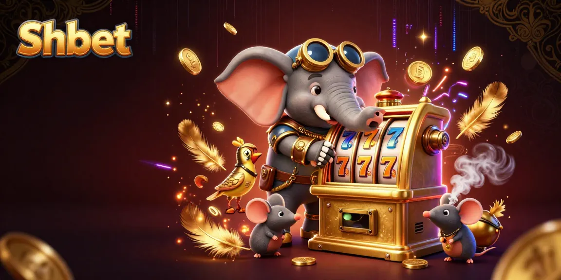 Experience thrilling gameplay at Shbet with the steampunk elephant spinning the exciting slot machine.