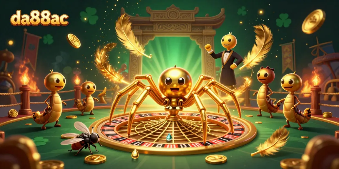 da88ac celebrates casino excitement with a 3D spider, web roulette, and dynamic characters.