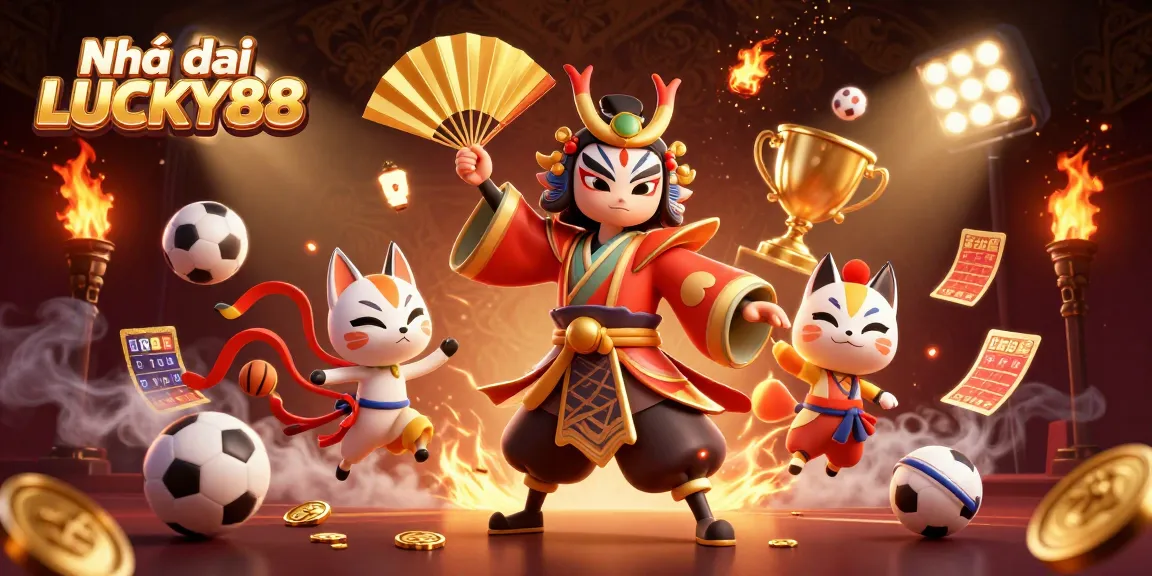 Engage with Nhà cái LUCKY88's vibrant 3D casino scene featuring dynamic sports betting elements.