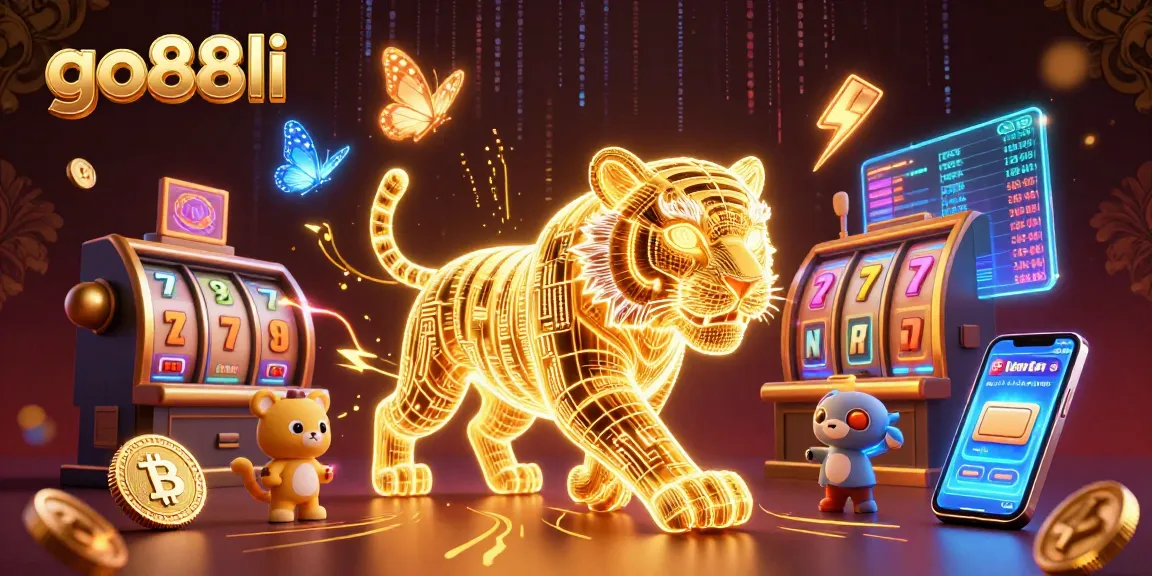 Engage with go88li in the dynamic world of slots and jackpots, featuring a neon tiger and crypto elements.